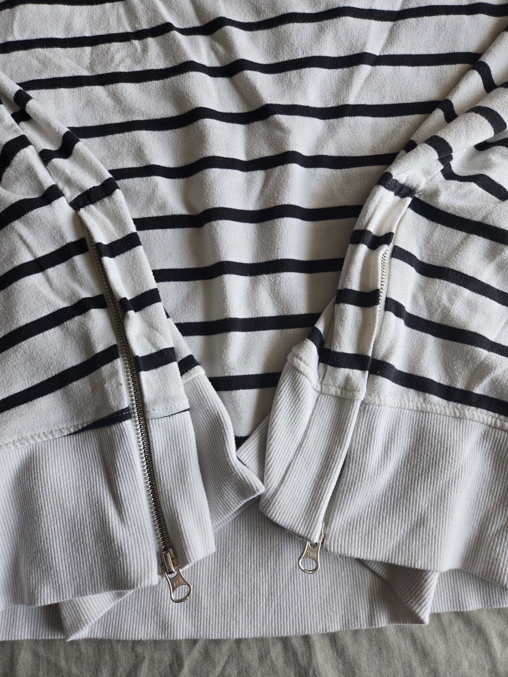 White & Black Striped Long Sleeve Pullover - Picture 3 of 8